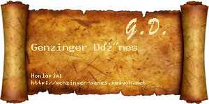 Genzinger Dénes névjegykártya